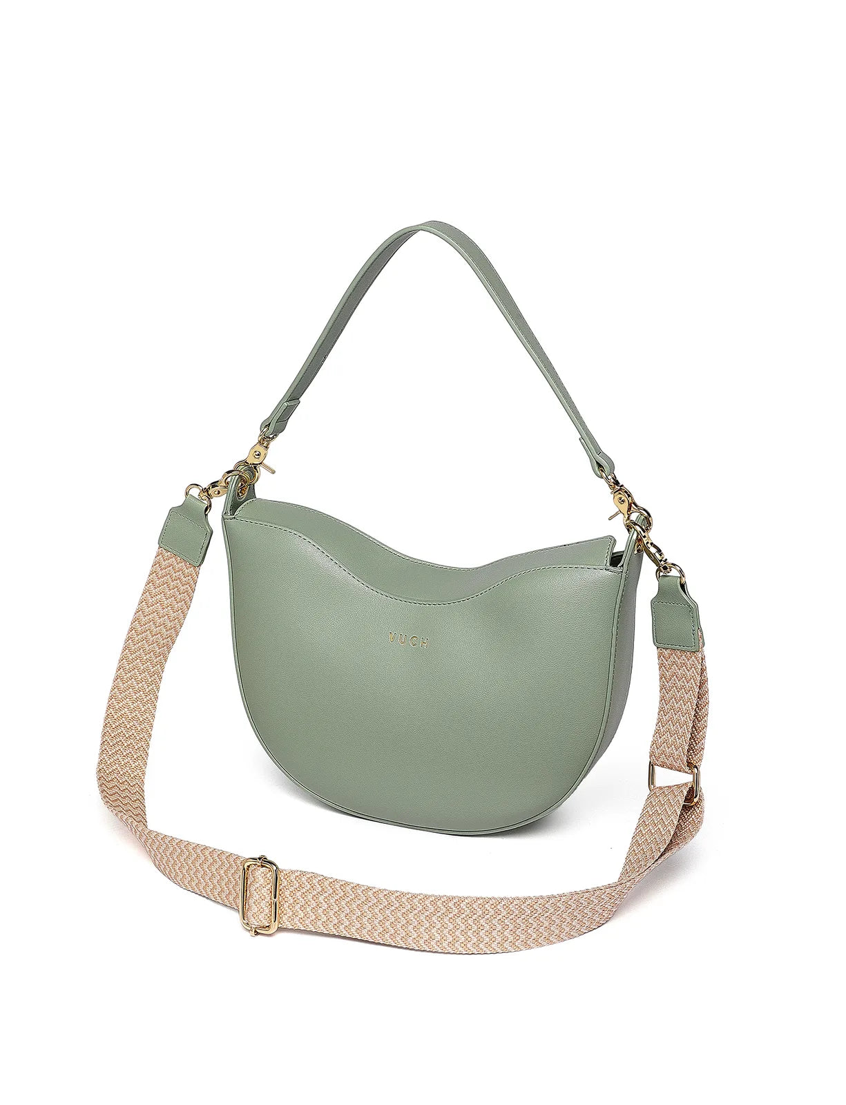 Carys Dusty Green - Borsa elegante con tracolla intrecciata