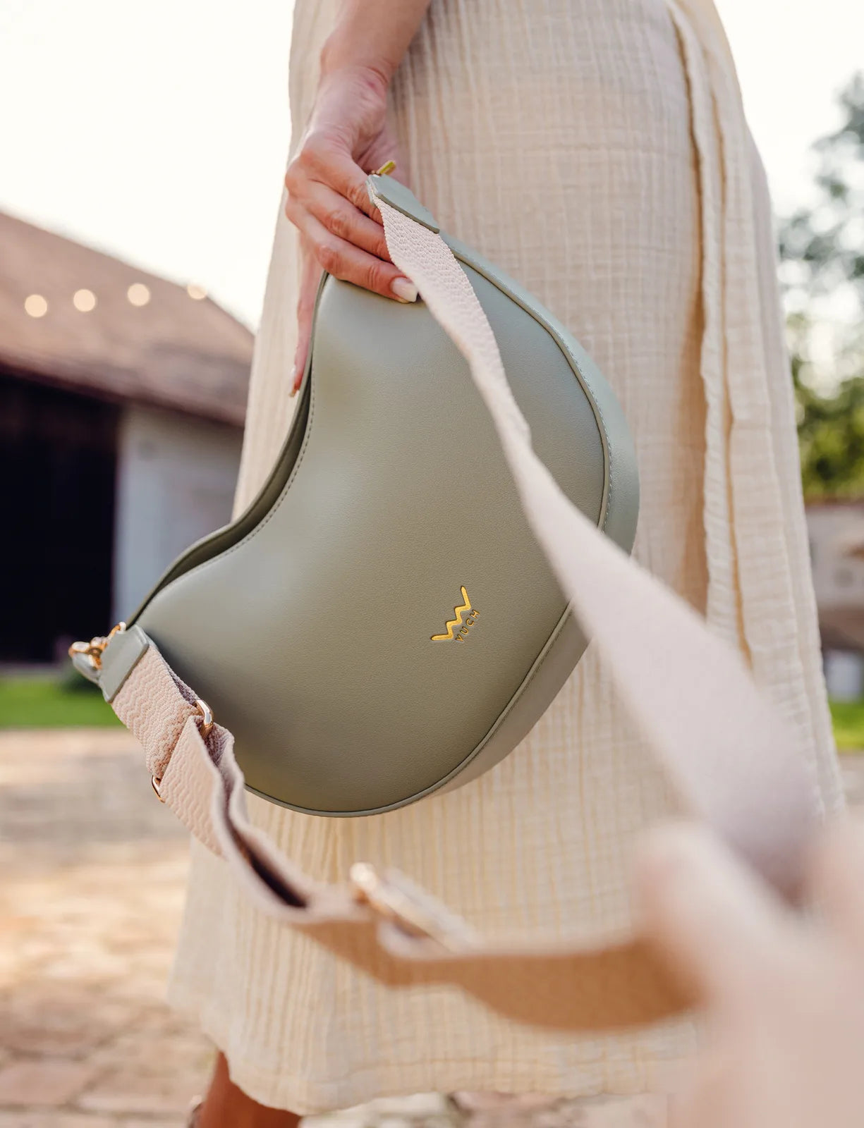 Carys Dusty Green - Borsa elegante con tracolla intrecciata