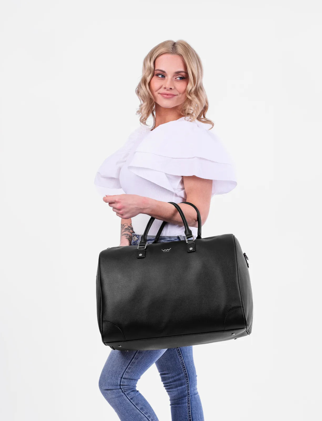 Doryge Black - Elegante borsa da viaggio con chiusura a zip e tracolla regolabile