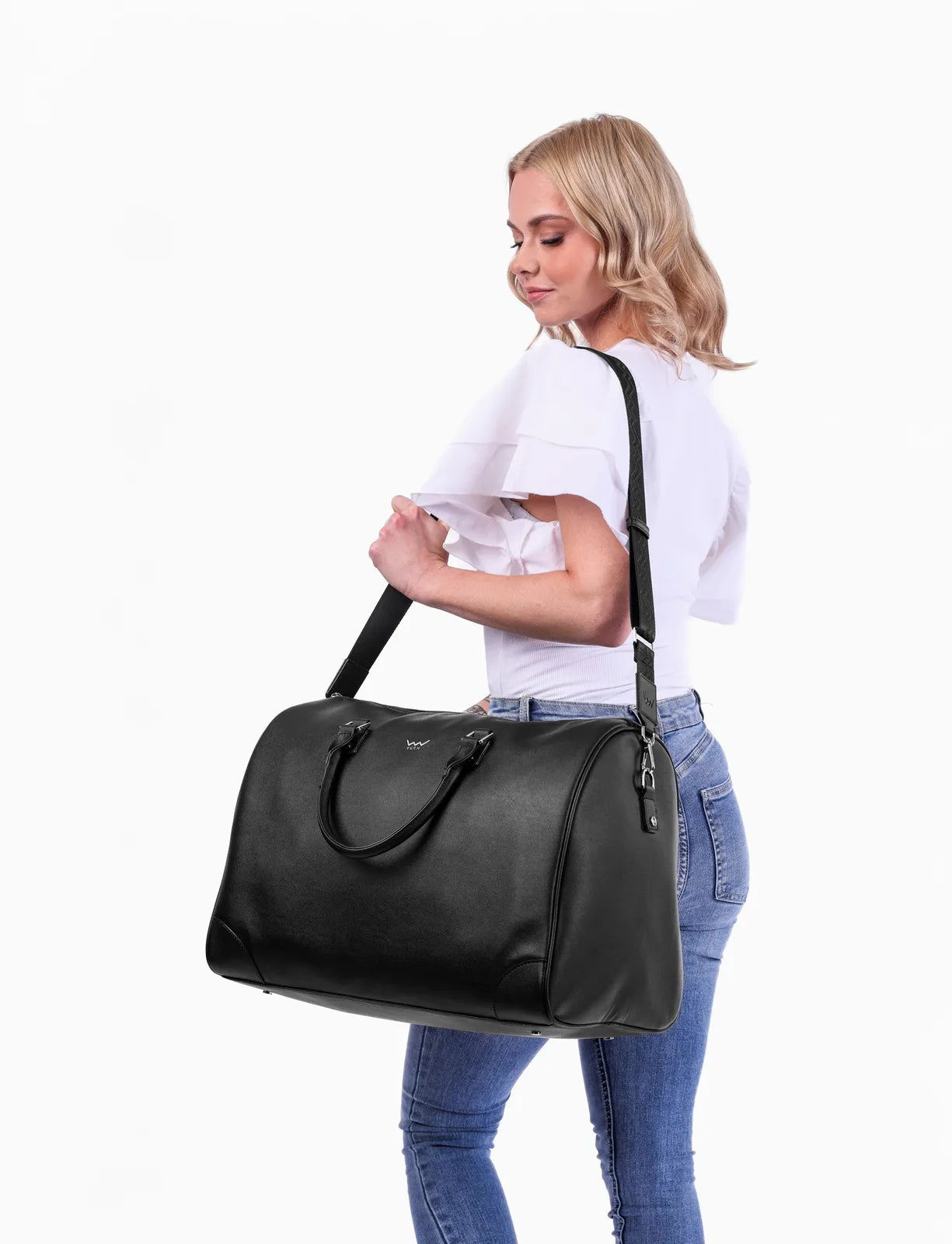Doryge Black - Elegante borsa da viaggio con chiusura a zip e tracolla regolabile