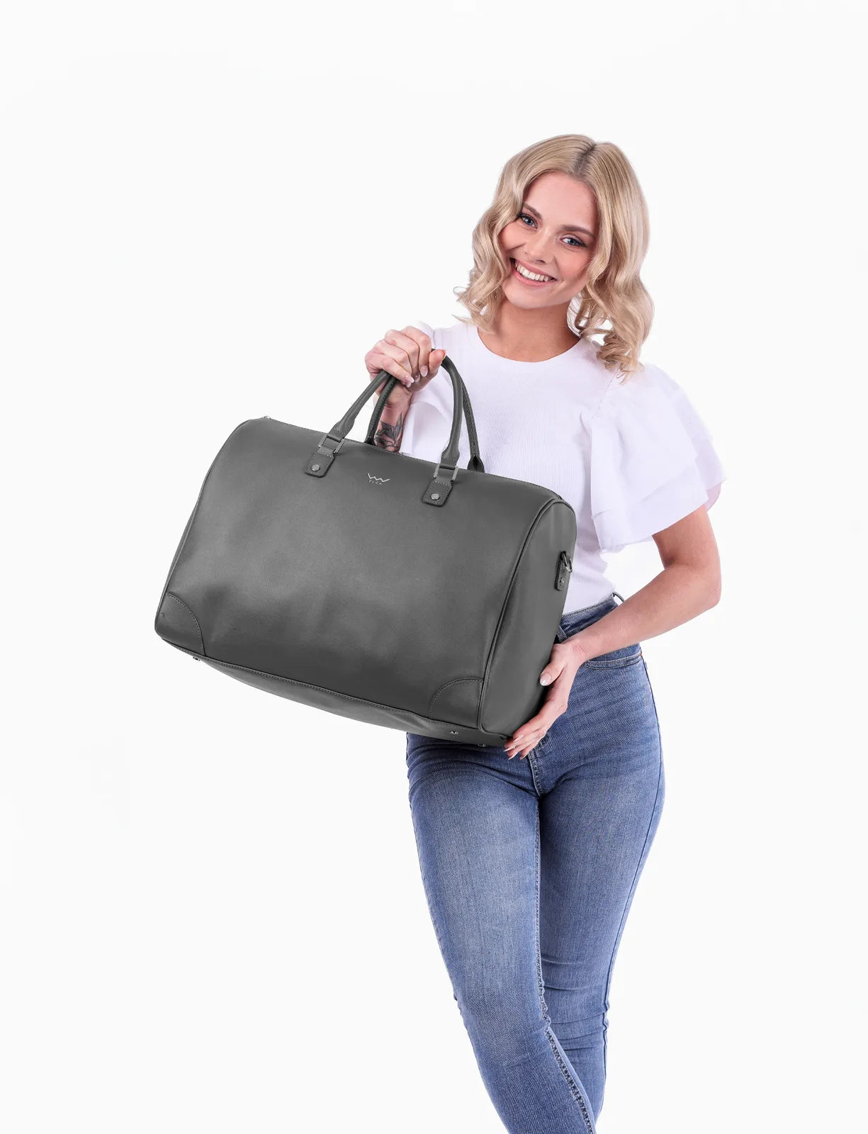 Doryge Grey -Borsa da viaggio elegante con zip, capiente e resistente